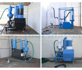 Blasting machine in operation